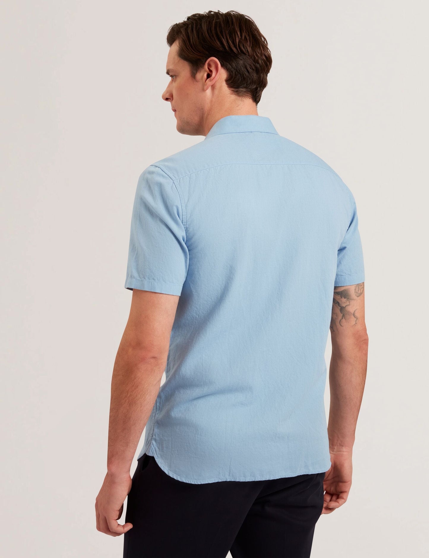 Ted Baker ZEFRE - Blue Short Sleeve Linen Woven Shirt LIGHT BLUE