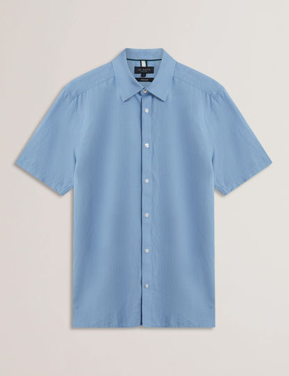 Ted Baker ZEFRE - Blue Short Sleeve Linen Woven Shirt LIGHT BLUE