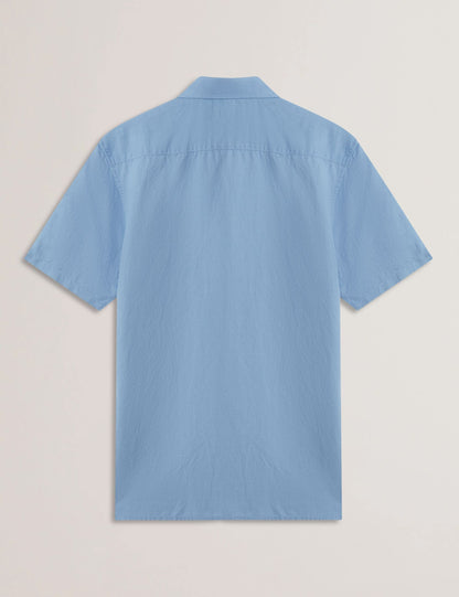Ted Baker ZEFRE - Blue Short Sleeve Linen Woven Shirt LIGHT BLUE