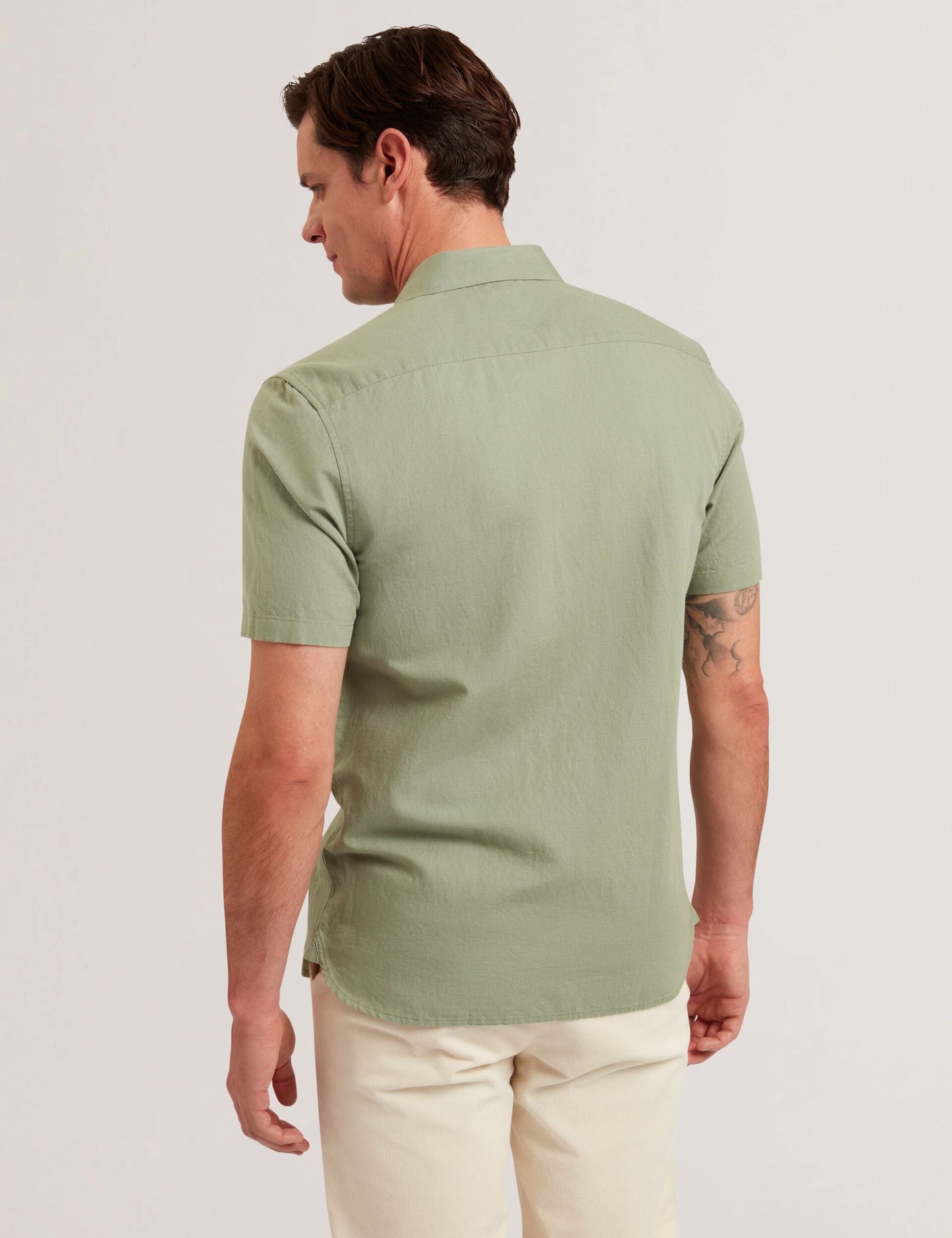 Ted Baker ZEFRE - Green Short Sleeve Linen Woven Shirt GREEN