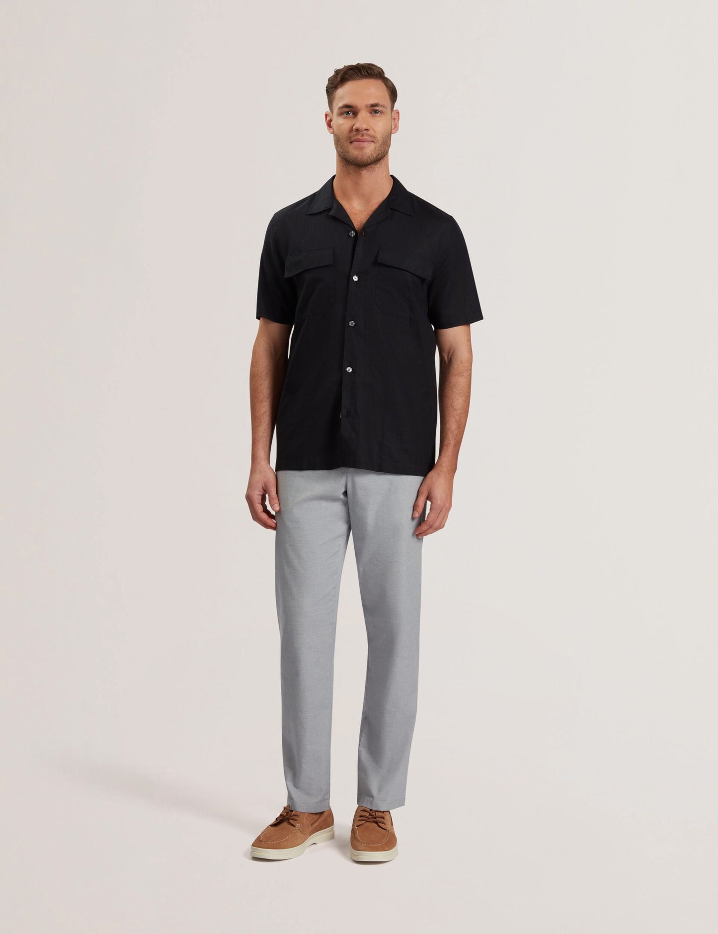 Ted Baker WHETHER - Short Sleeve Regular Fit Double Pocket Shirt BLACK