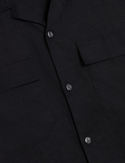 Ted Baker WHETHER - Short Sleeve Regular Fit Double Pocket Shirt BLACK