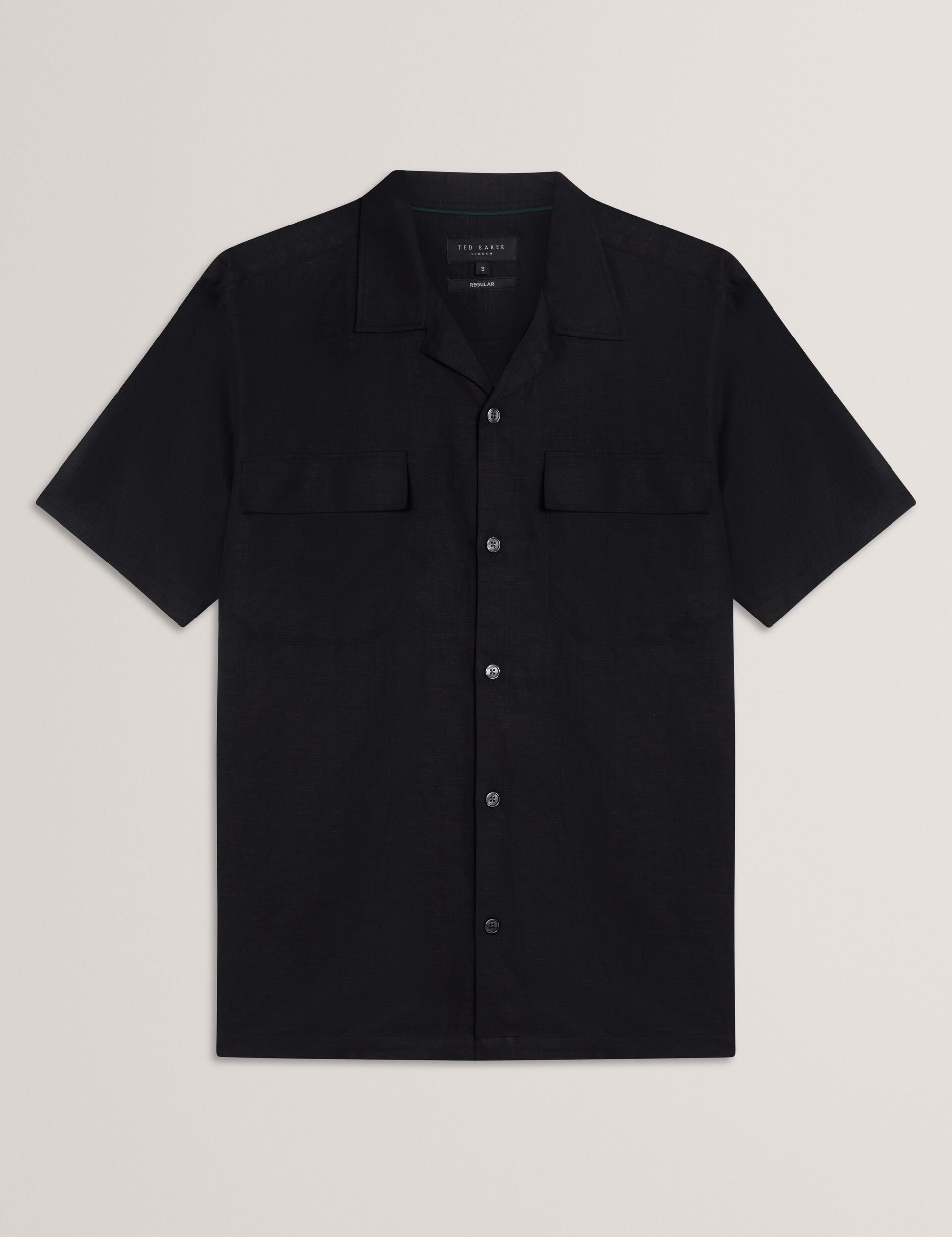 Ted Baker WHETHER - Short Sleeve Regular Fit Double Pocket Shirt BLACK