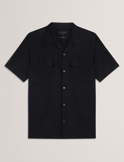 Ted Baker WHETHER - Short Sleeve Regular Fit Double Pocket Shirt BLACK