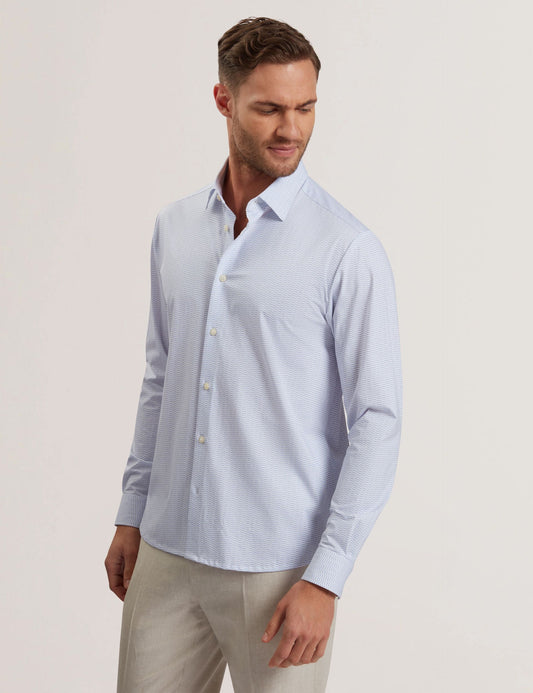 Ted Baker WAVEY - Long Sleeve Geo Print Shirt PALE BLUE