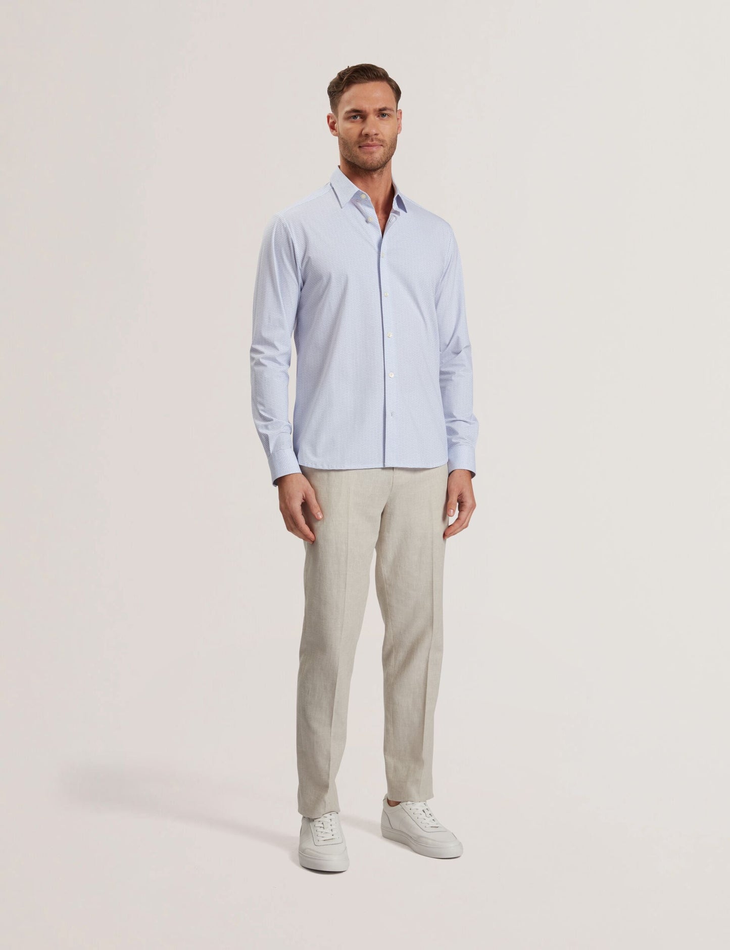 Ted Baker WAVEY - Long Sleeve Geo Print Shirt PALE BLUE