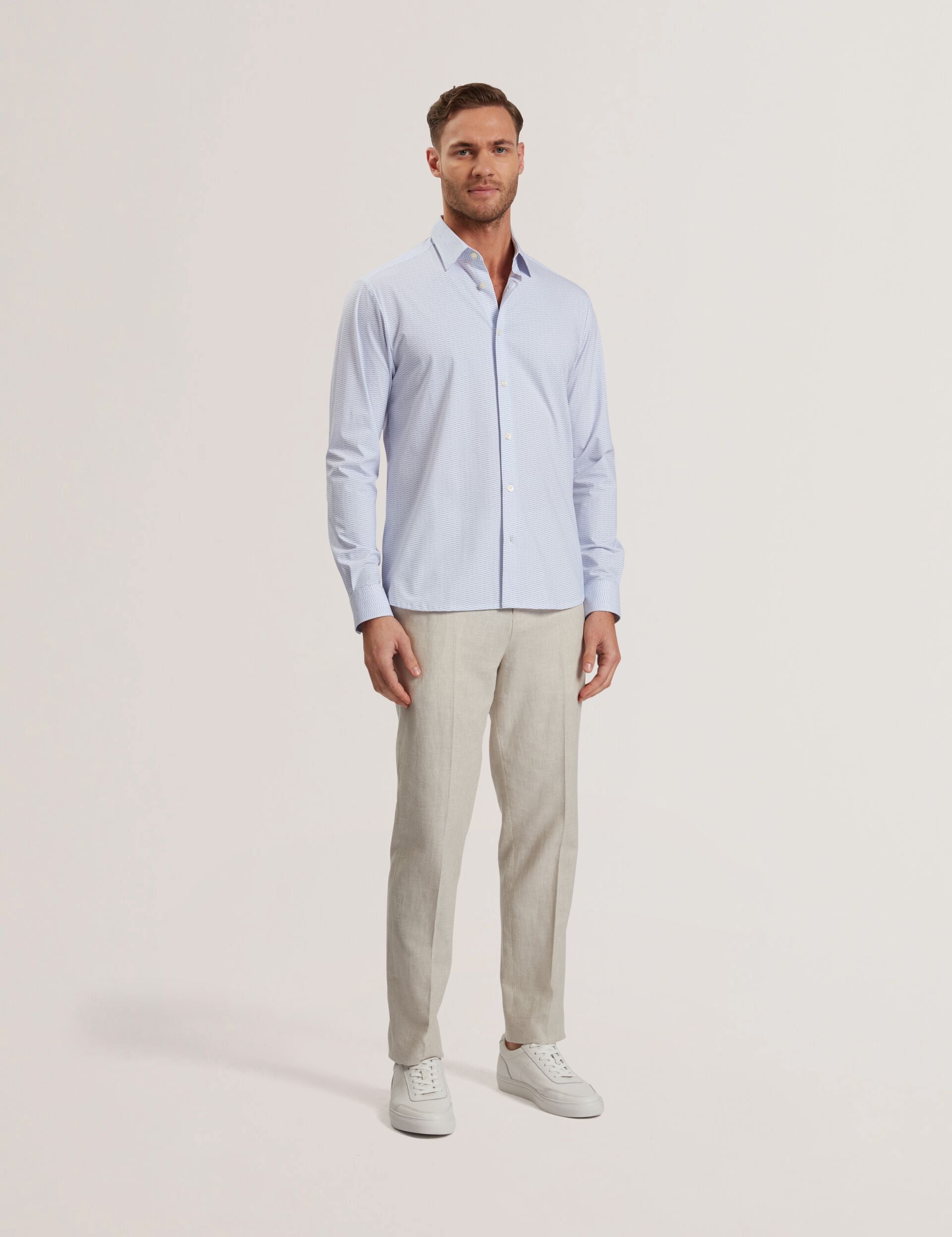 Ted Baker WAVEY - Long Sleeve Geo Print Shirt PALE BLUE