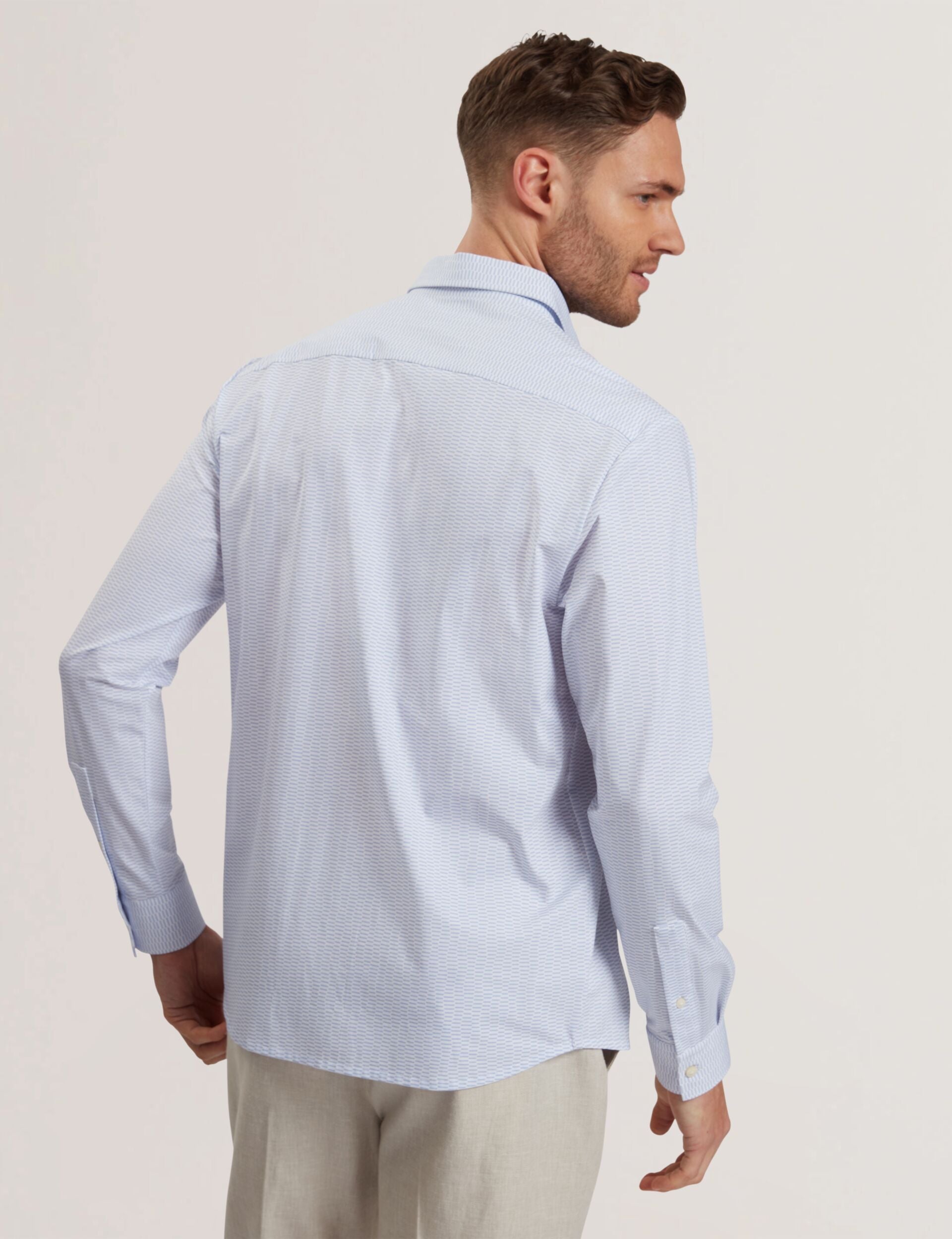 Ted Baker WAVEY - Long Sleeve Geo Print Shirt PALE BLUE