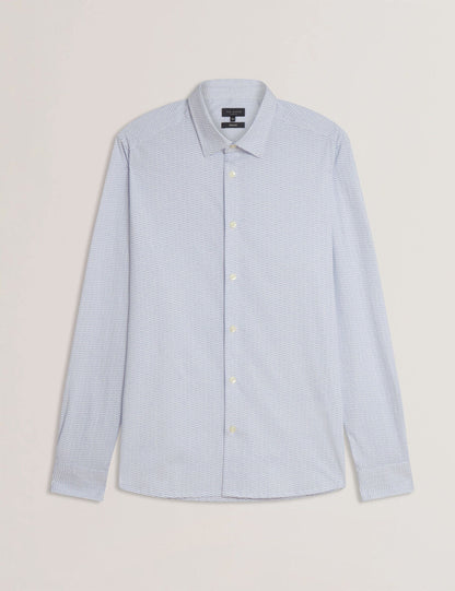 Ted Baker WAVEY - Long Sleeve Geo Print Shirt PALE BLUE