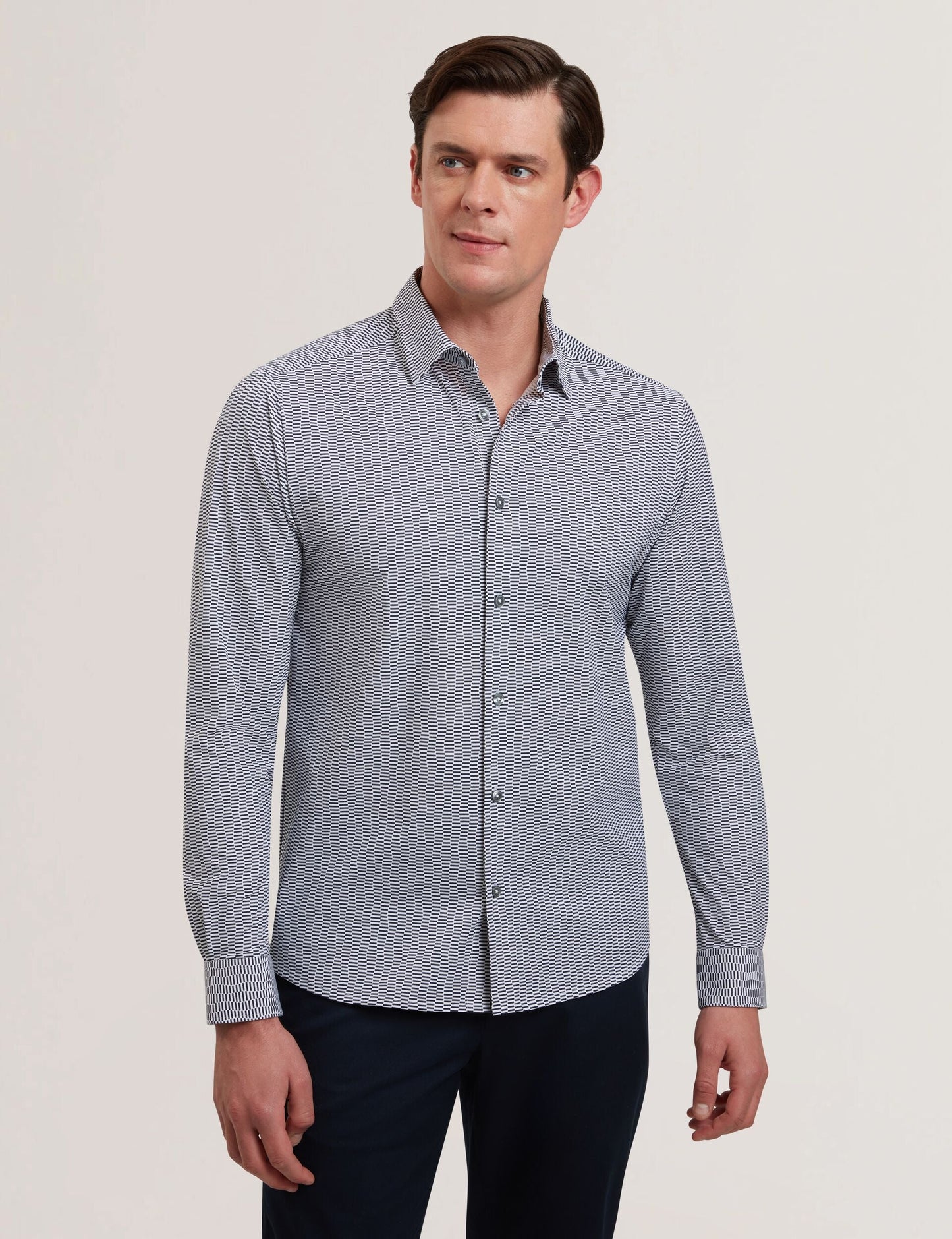 Ted Baker WAVEY - Long Sleeve Geo Print Shirt BLACK