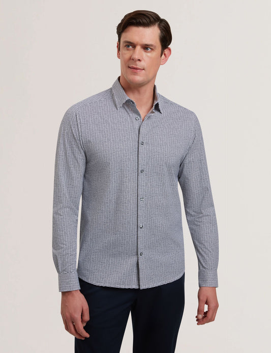 Ted Baker WAVEY - Long Sleeve Geo Print Shirt BLACK