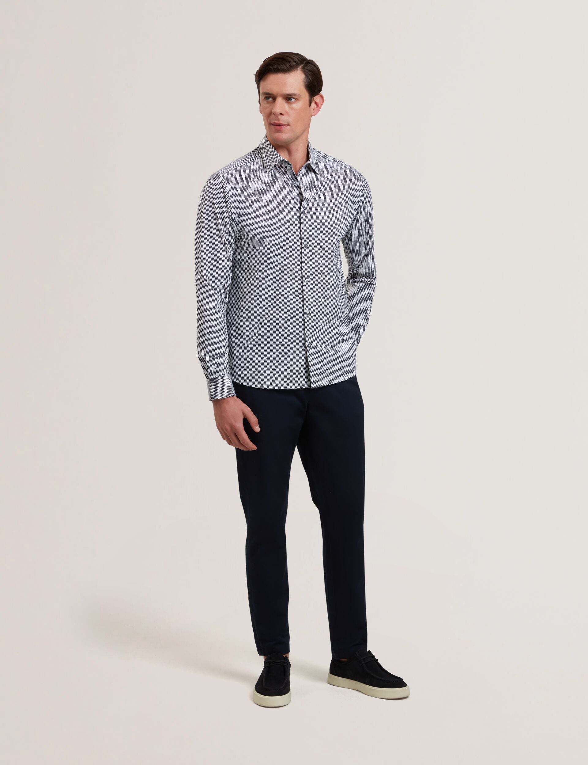 Ted Baker WAVEY - Long Sleeve Geo Print Shirt BLACK