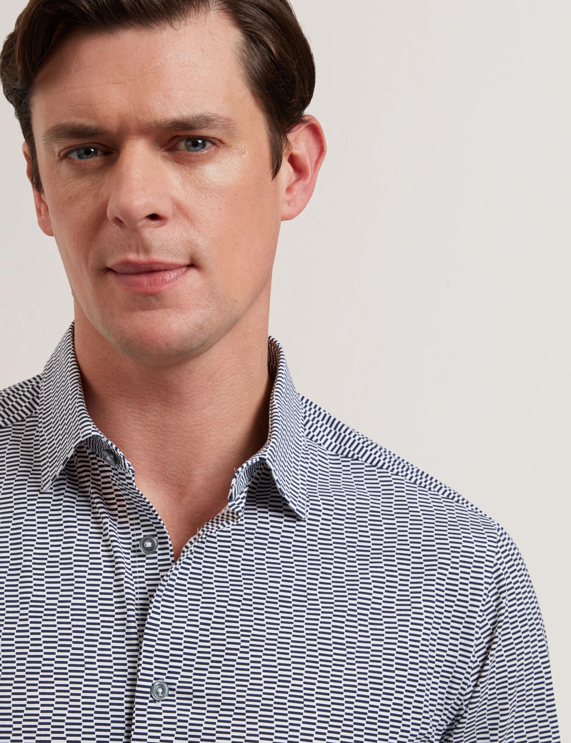 Ted Baker WAVEY - Long Sleeve Geo Print Shirt BLACK