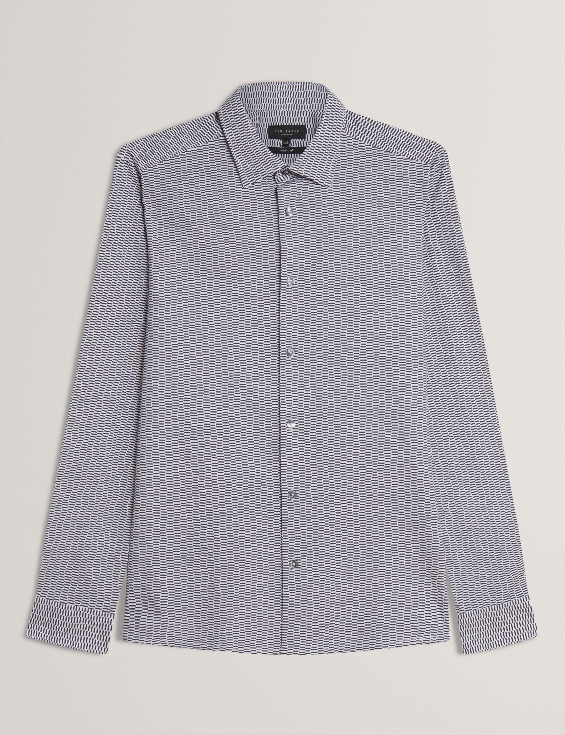Ted Baker WAVEY - Long Sleeve Geo Print Shirt BLACK
