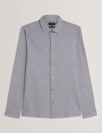 Ted Baker WAVEY - Long Sleeve Geo Print Shirt BLACK