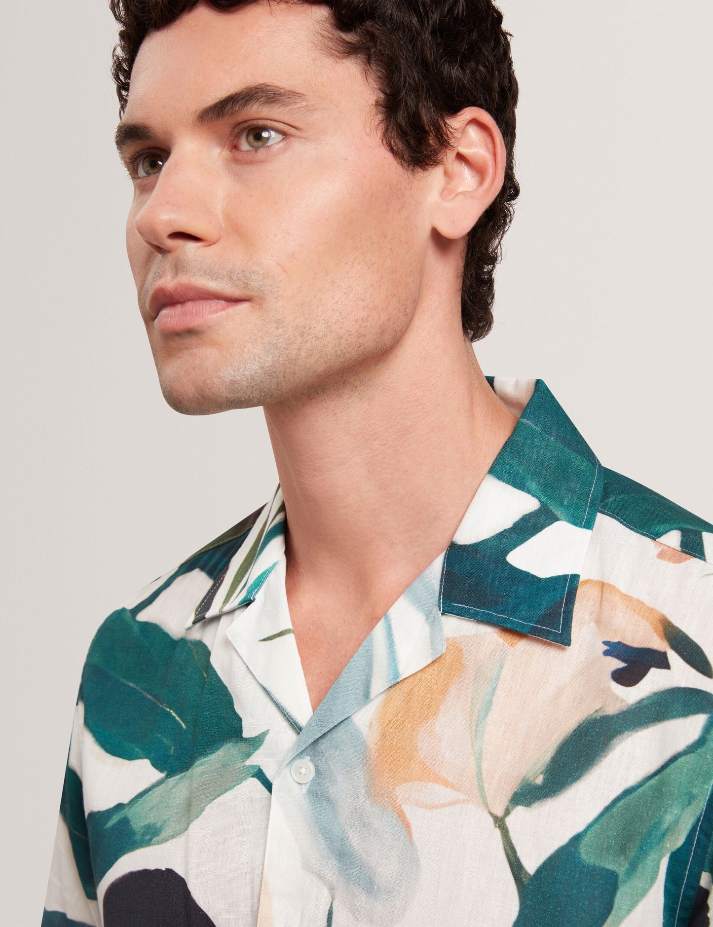 Ted Baker ROGNSKI - Relaxed Floral Short Sleeve Linen Shirt WHITE