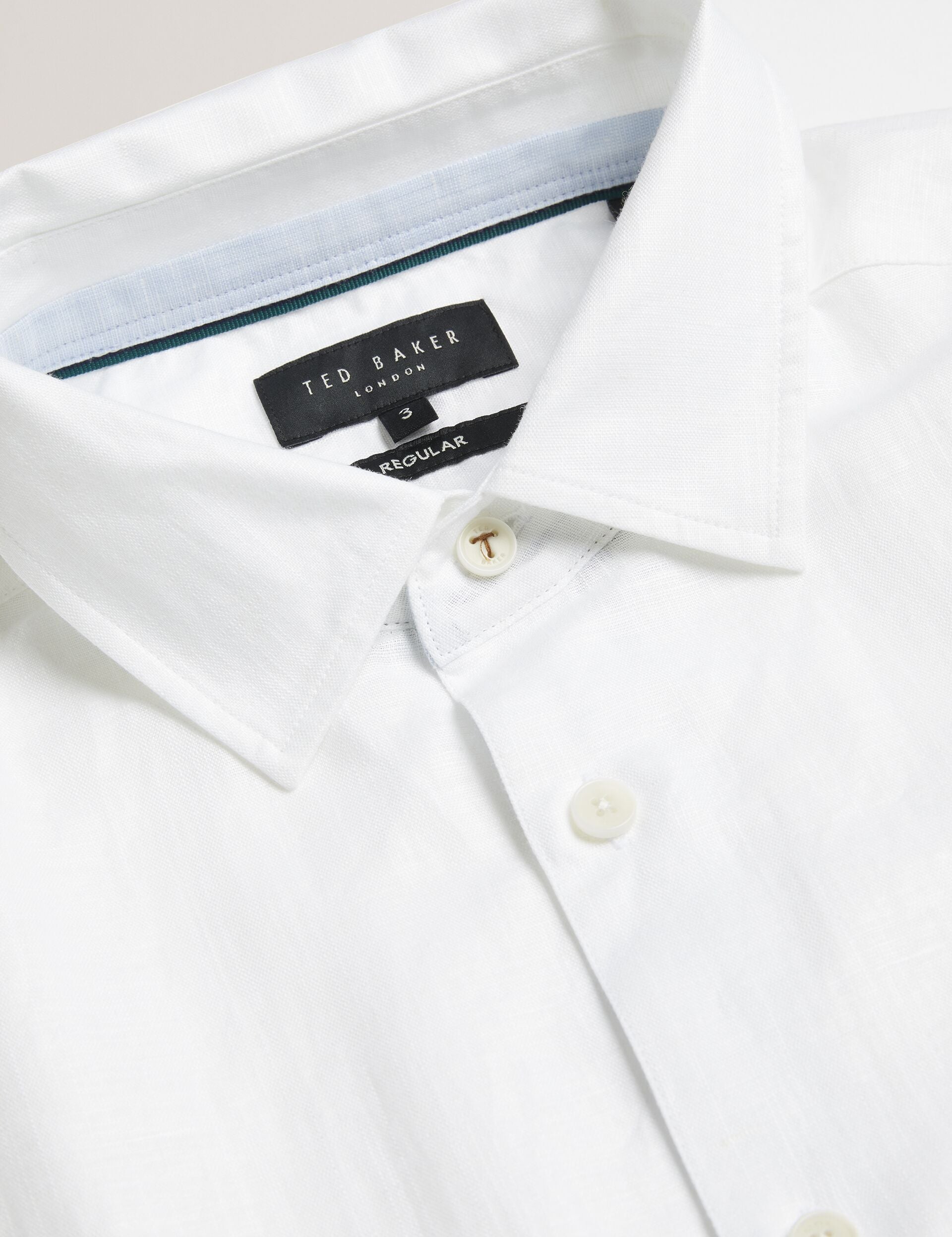 Ted Baker ROMEOS - White Regular Fit Cotton Linen Long Sleeve Shirt WHITE