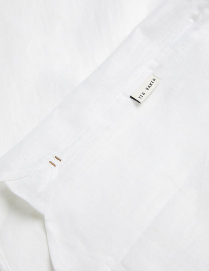 Ted Baker ROMEOS - White Regular Fit Cotton Linen Long Sleeve Shirt WHITE