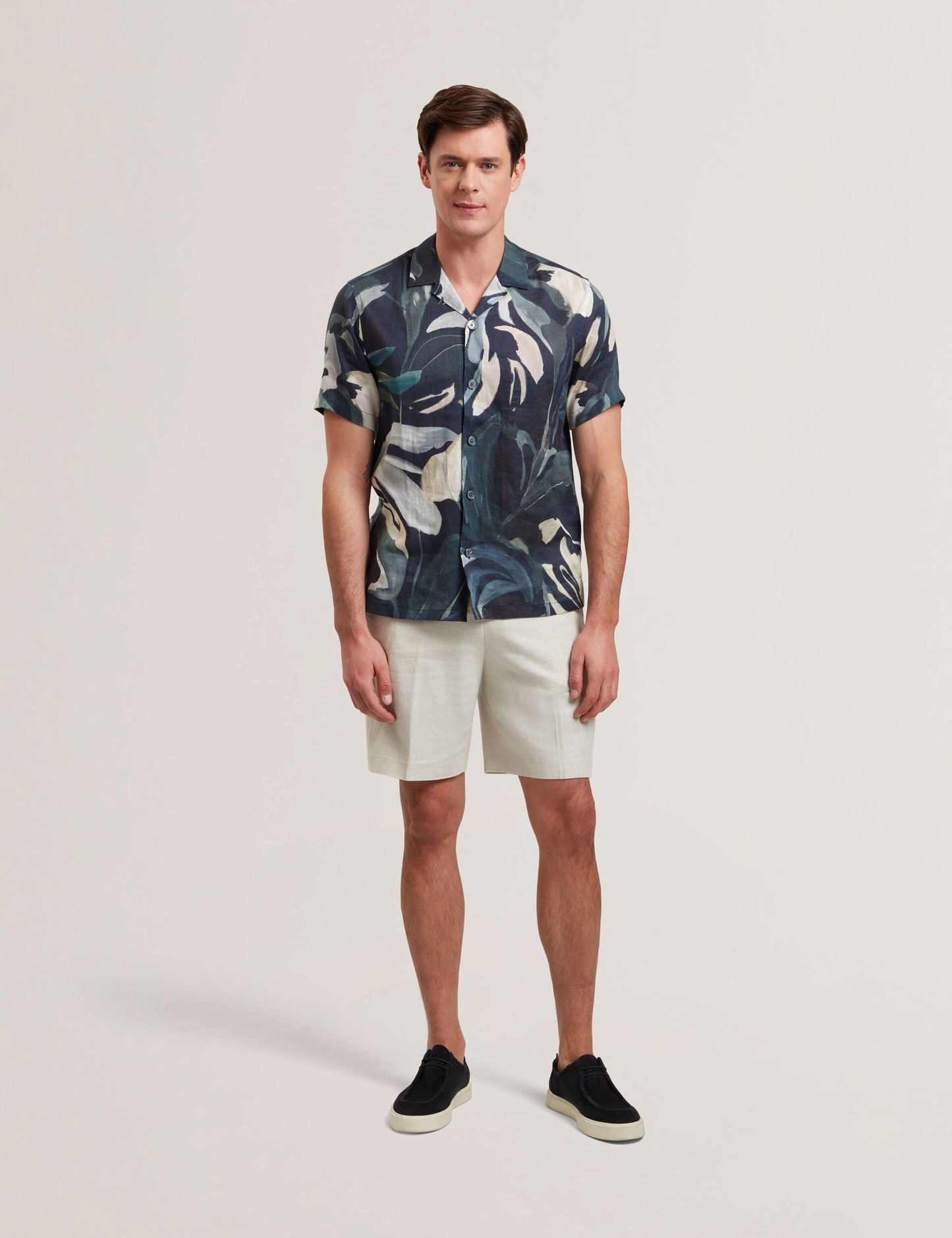 Ted Baker ROGNSKI - Relaxed Floral Short Sleeve Linen Shirt MULTICOLOUR