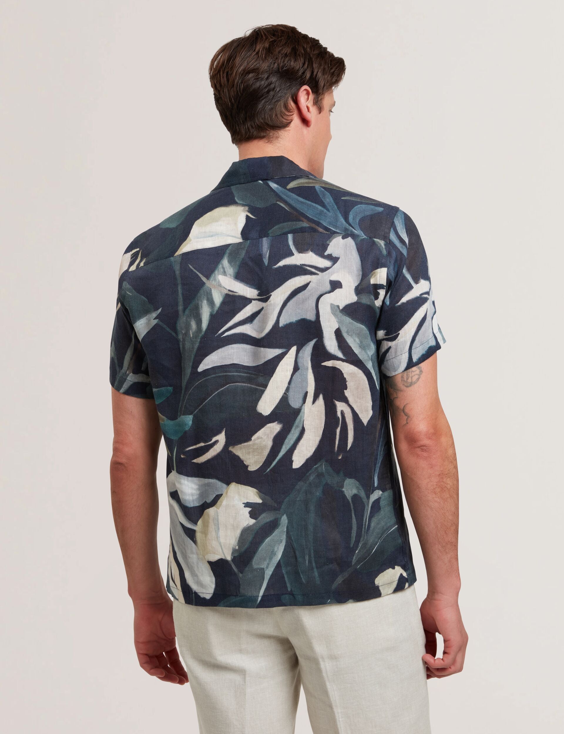 Ted Baker ROGNSKI - Relaxed Floral Short Sleeve Linen Shirt MULTICOLOUR