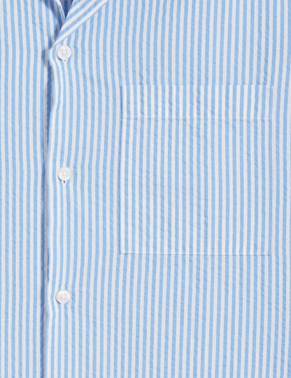 Ted Baker ELLYSON - Striped Seersucker Relaxed Cotton Shirt SKY BLUE