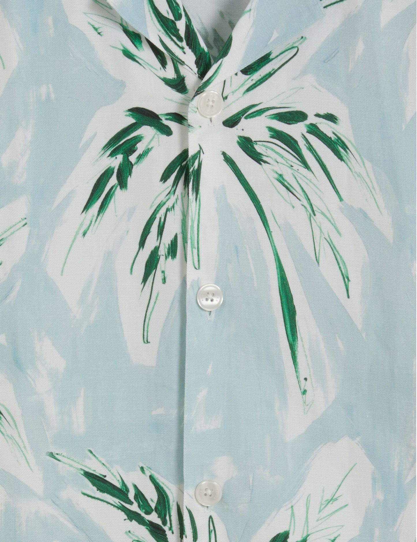 Ted Baker BOCHE - Tropical Print Linen Blend Relaxed Shirt PALE GREEN