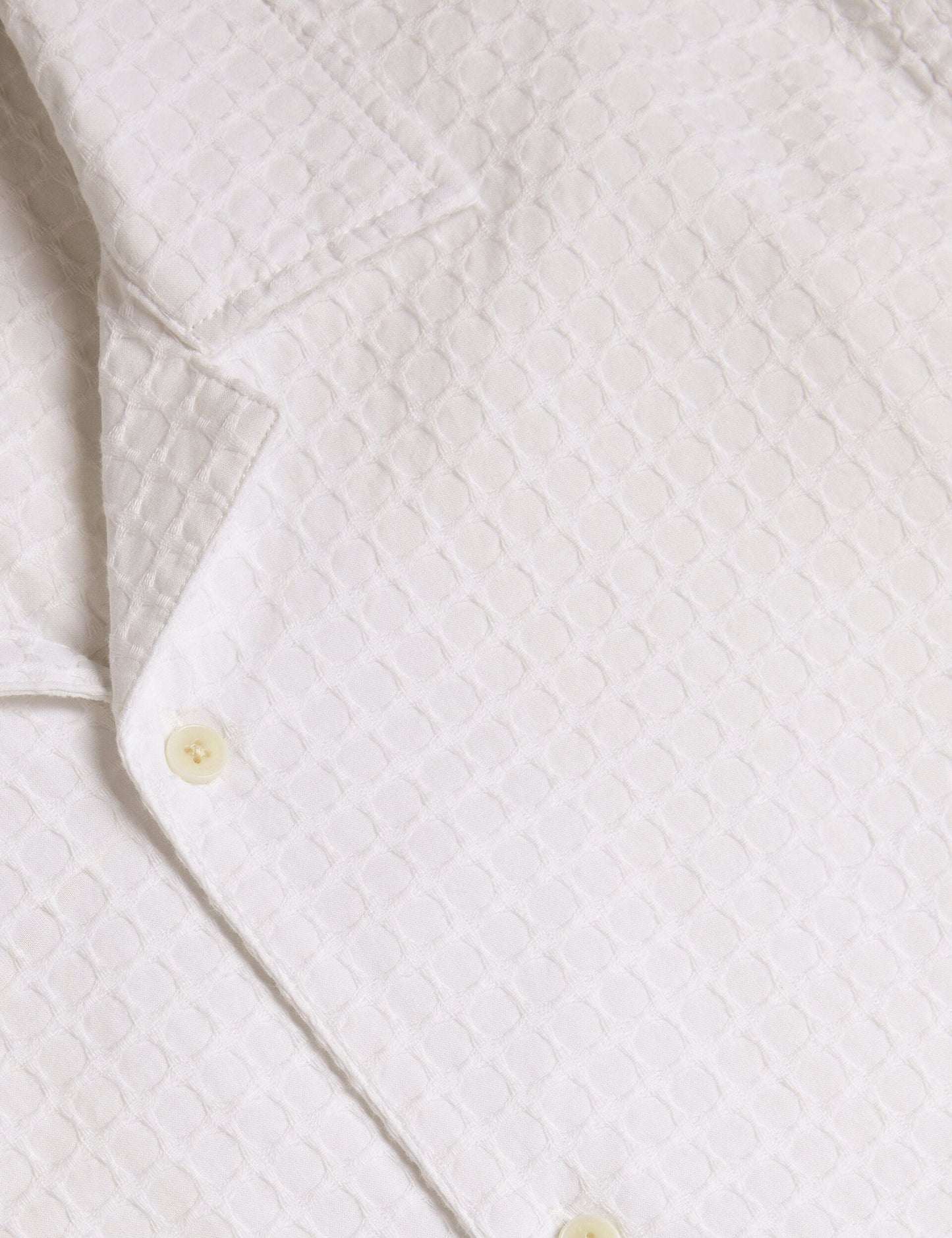 Ted Baker OISE - Textured Grid Cotton Short Sleeve Shirt WHITE