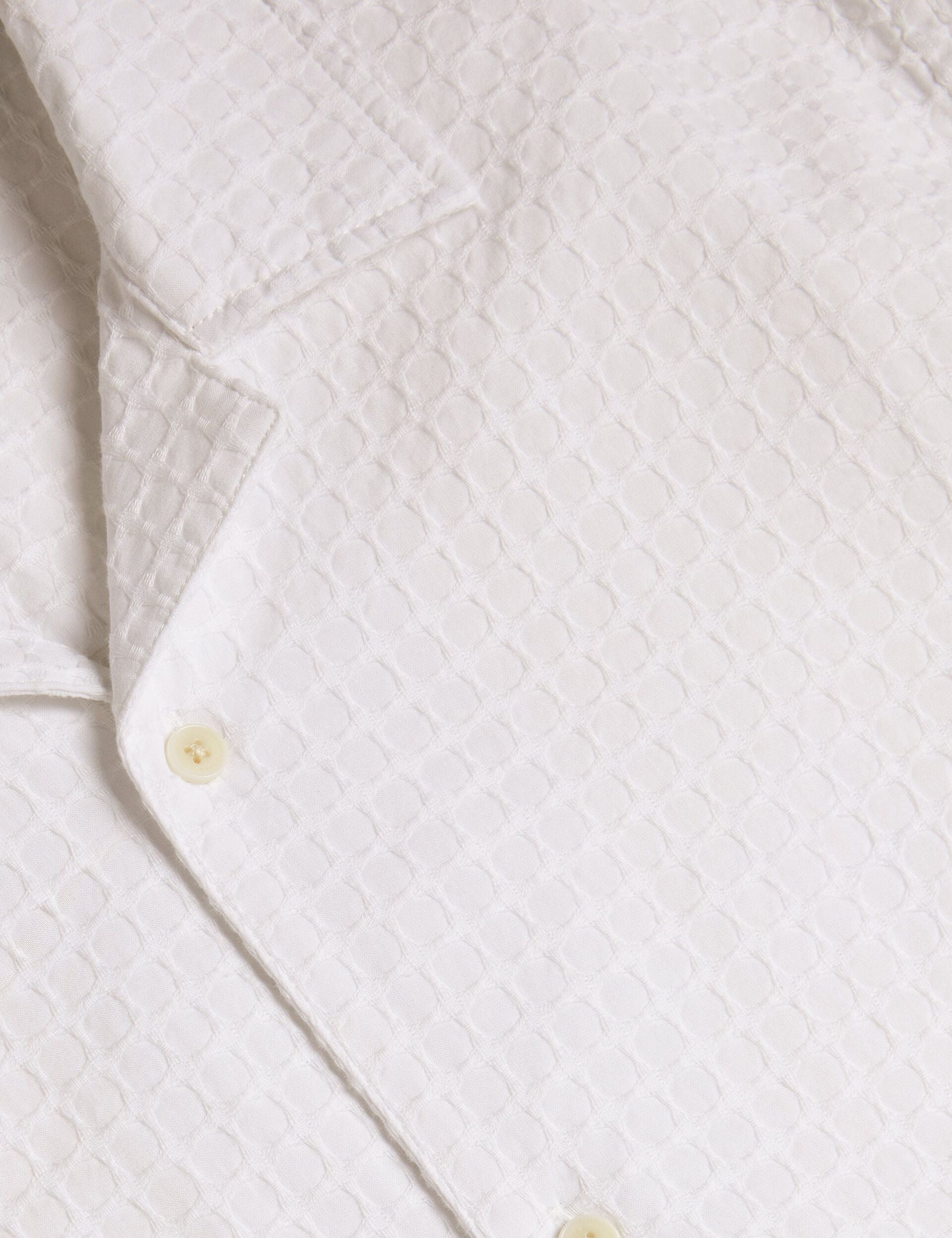 Ted Baker OISE - Textured Grid Cotton Short Sleeve Shirt WHITE