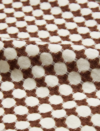 Ted Baker OISE - Textured Grid Cotton Short Sleeve Shirt BROWN