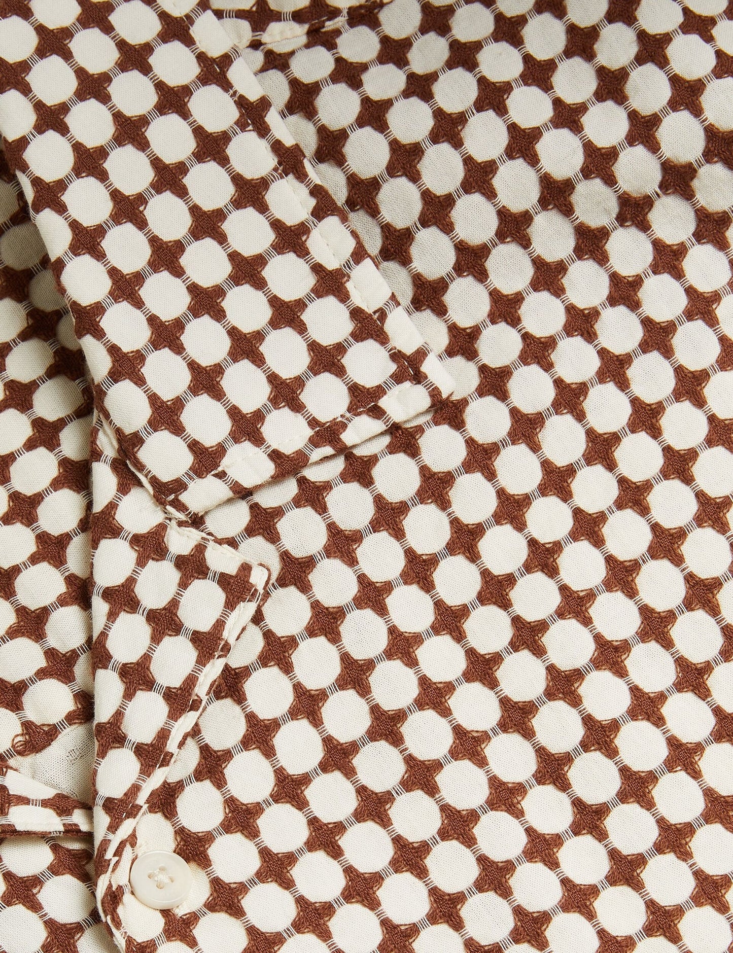 Ted Baker OISE - Textured Grid Cotton Short Sleeve Shirt BROWN