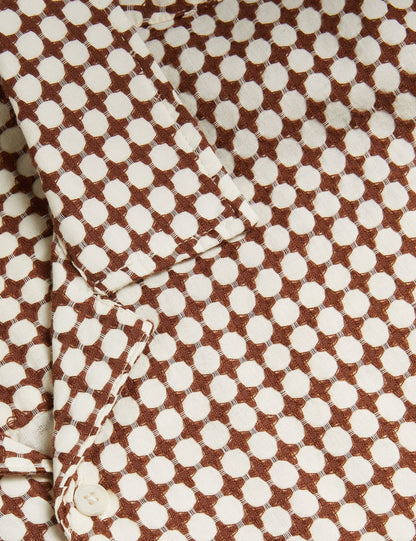 Ted Baker OISE - Textured Grid Cotton Short Sleeve Shirt BROWN