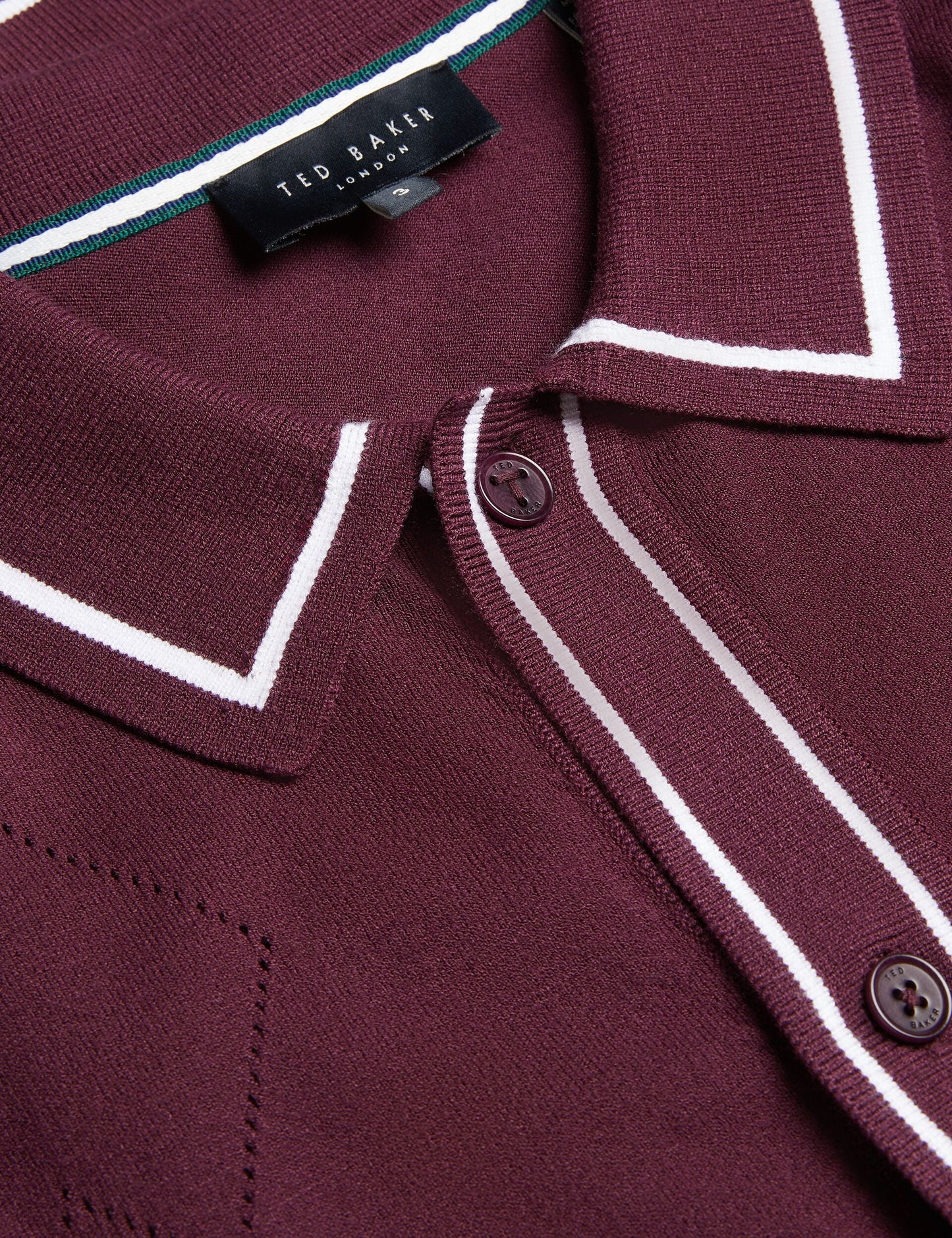 Ted Baker ELMDON - Pointelle Diamond Knitted Long Sleeve Shirt MAROON
