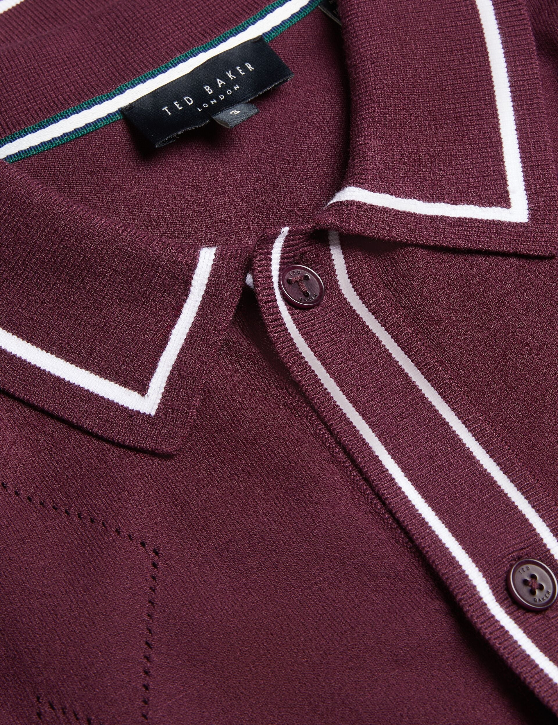 Ted Baker ELMDON - Pointelle Diamond Knitted Long Sleeve Shirt MAROON