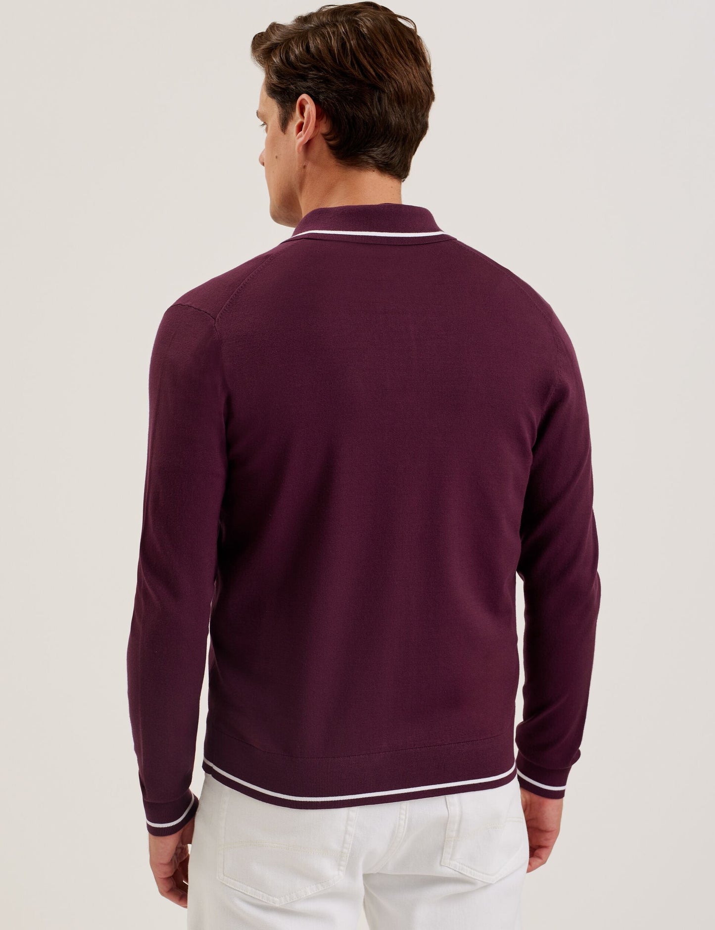 Ted Baker ELMDON - Pointelle Diamond Knitted Long Sleeve Shirt MAROON