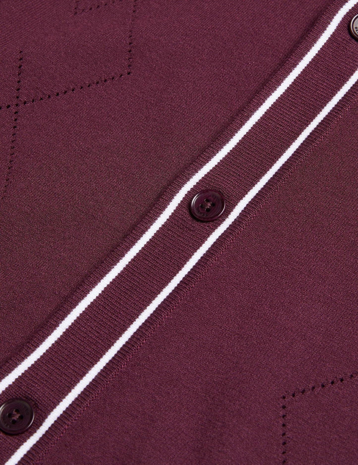 Ted Baker ELMDON - Pointelle Diamond Knitted Long Sleeve Shirt MAROON