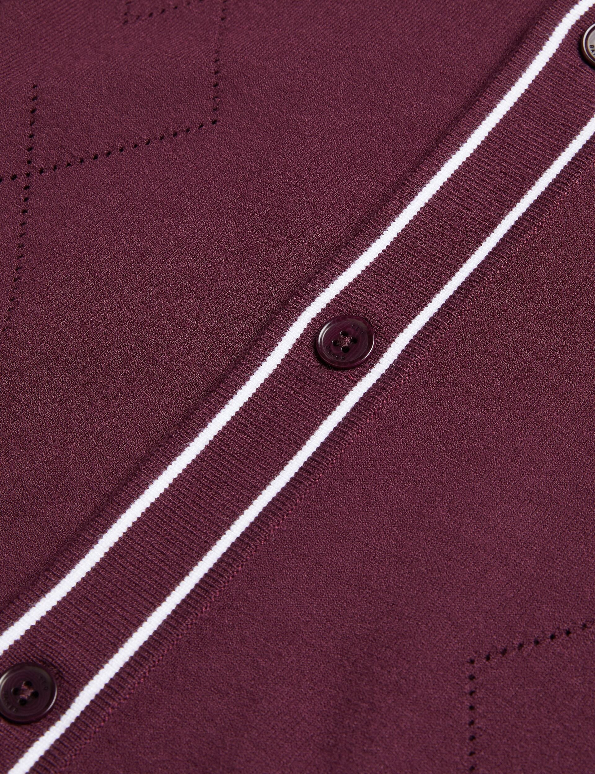 Ted Baker ELMDON - Pointelle Diamond Knitted Long Sleeve Shirt MAROON