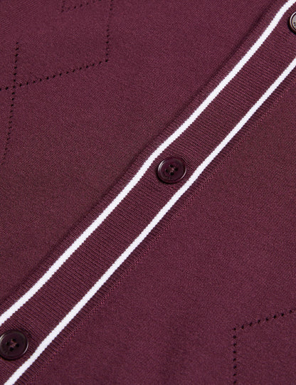 Ted Baker ELMDON - Pointelle Diamond Knitted Long Sleeve Shirt MAROON