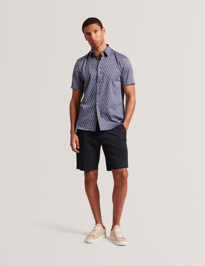 Ted Baker ALPHSO SS Regular Fit Geo Shirt NAVY