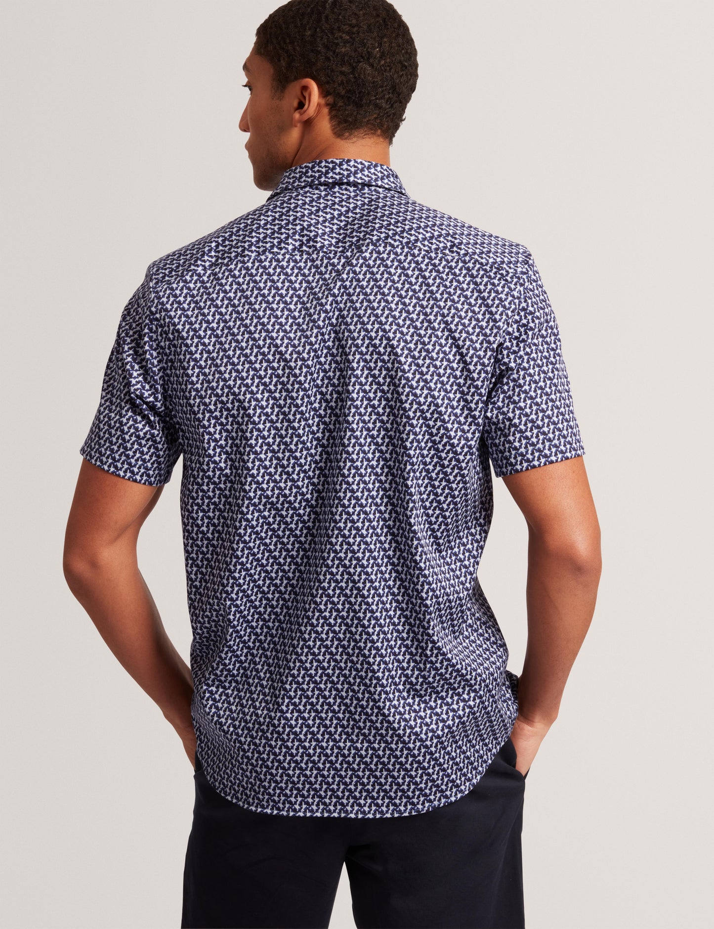 Ted Baker ALPHSO SS Regular Fit Geo Shirt NAVY