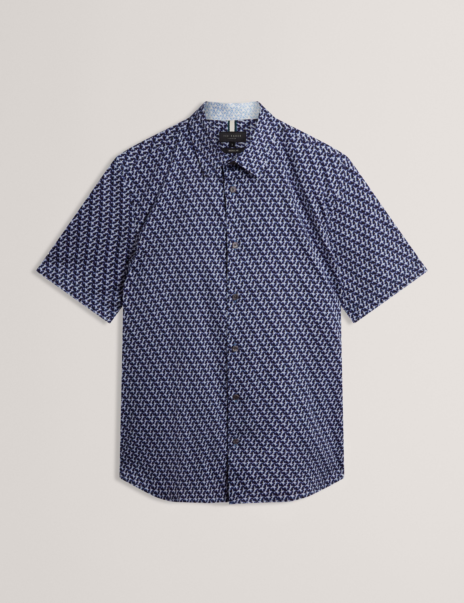 Ted Baker ALPHSO SS Regular Fit Geo Shirt NAVY