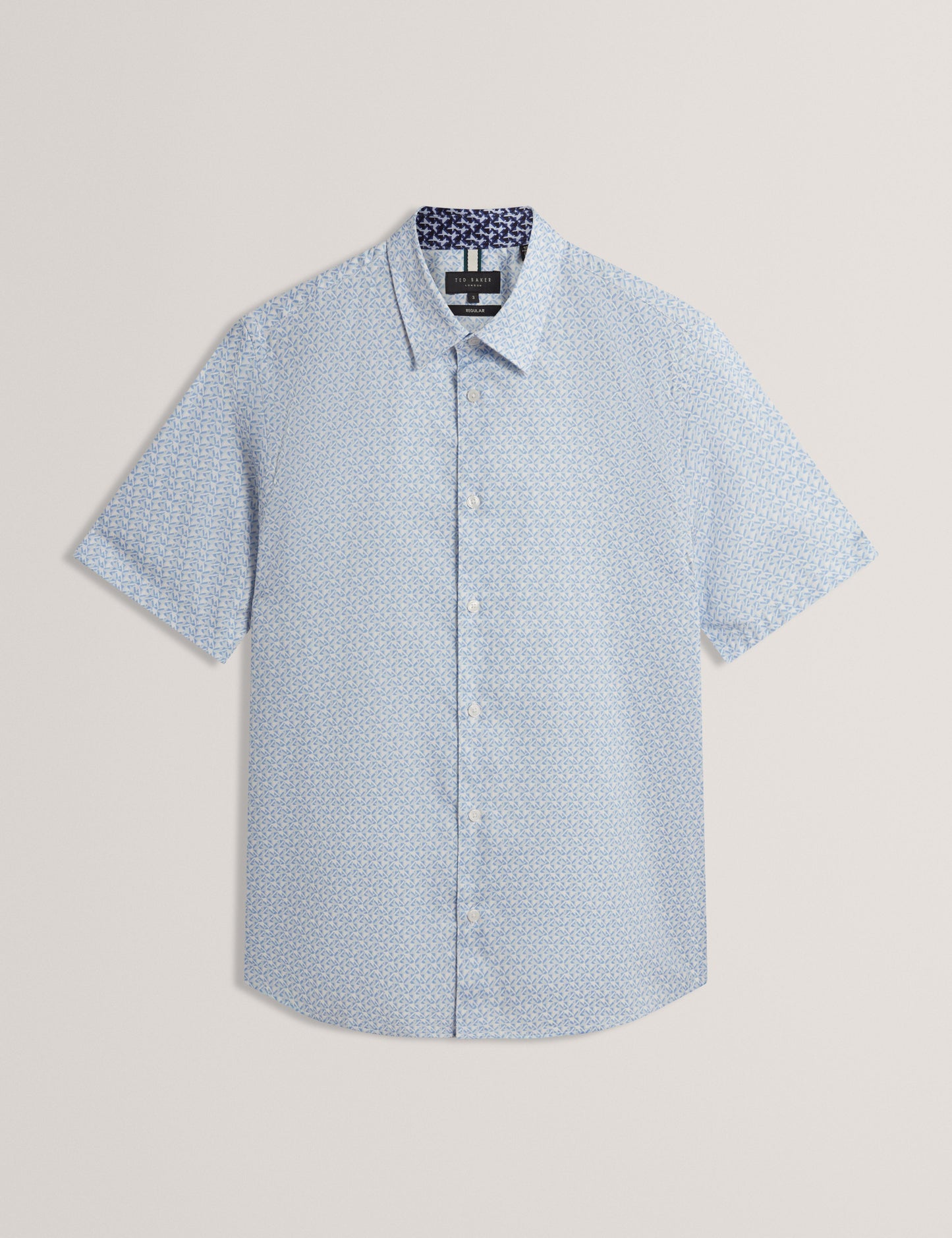 Ted Baker ALPHSO - SS Regular Fit Geo Shirt MID BLUE