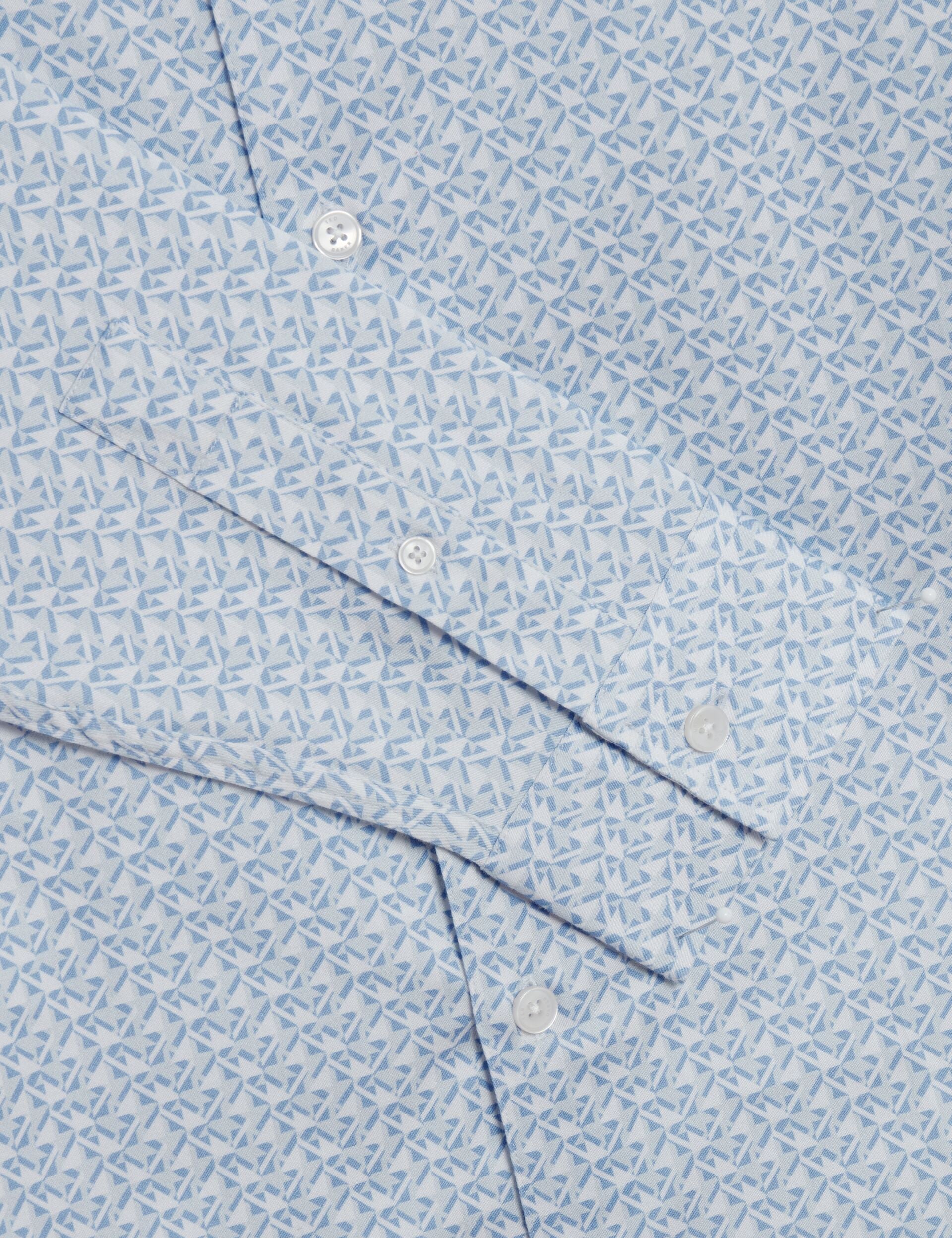 Ted Baker ALPHAIS - Regular Fit Geometric Pure Cotton Shirt MID BLUE