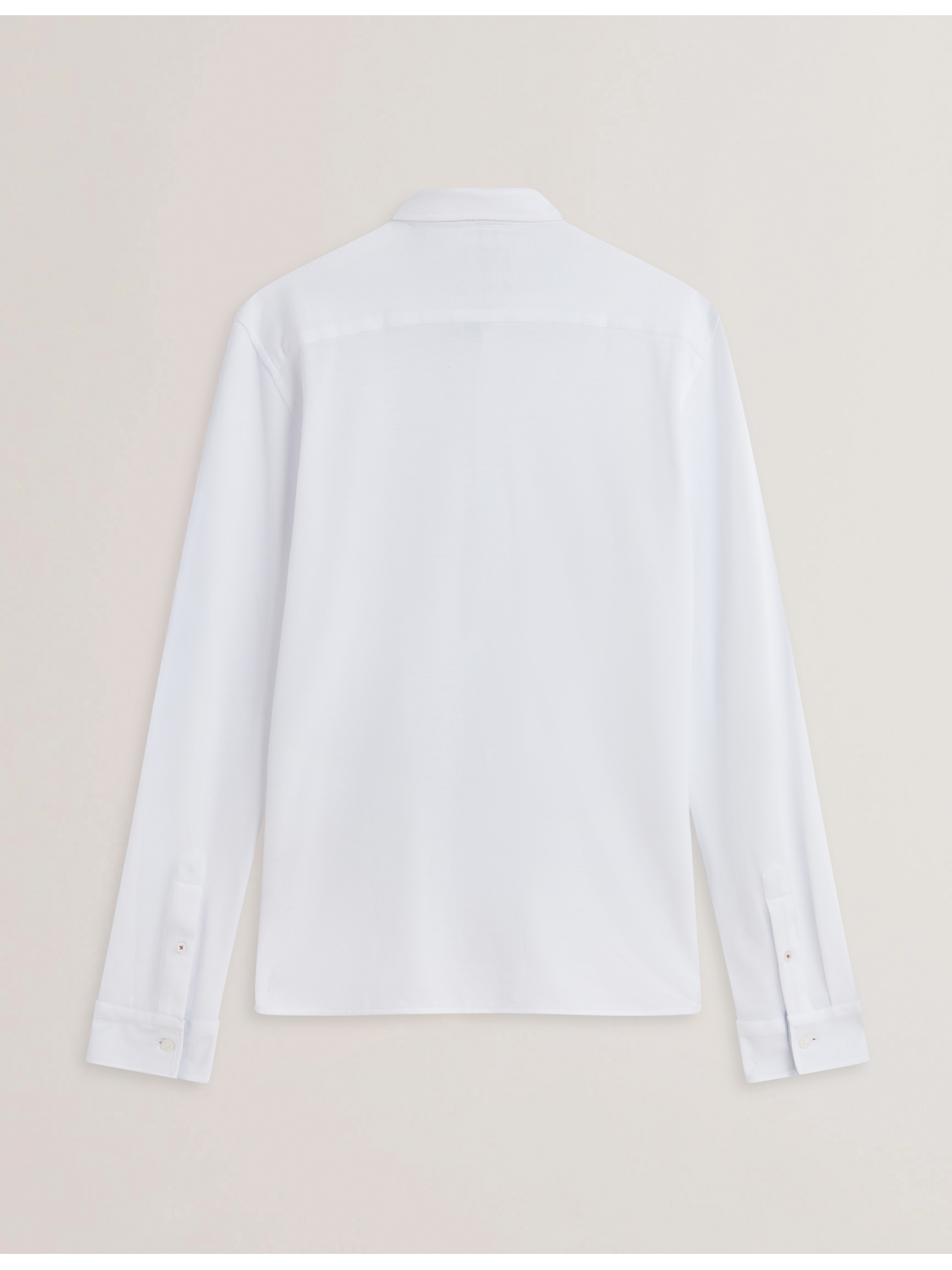 Ted Baker LUCKEY - Long Sleeve Pique Cotton Jersey Shirt WHITE