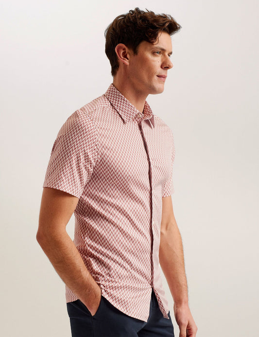 Ted Baker Lacesho - Short Sleeve Geo Printed Shirt MID PINK