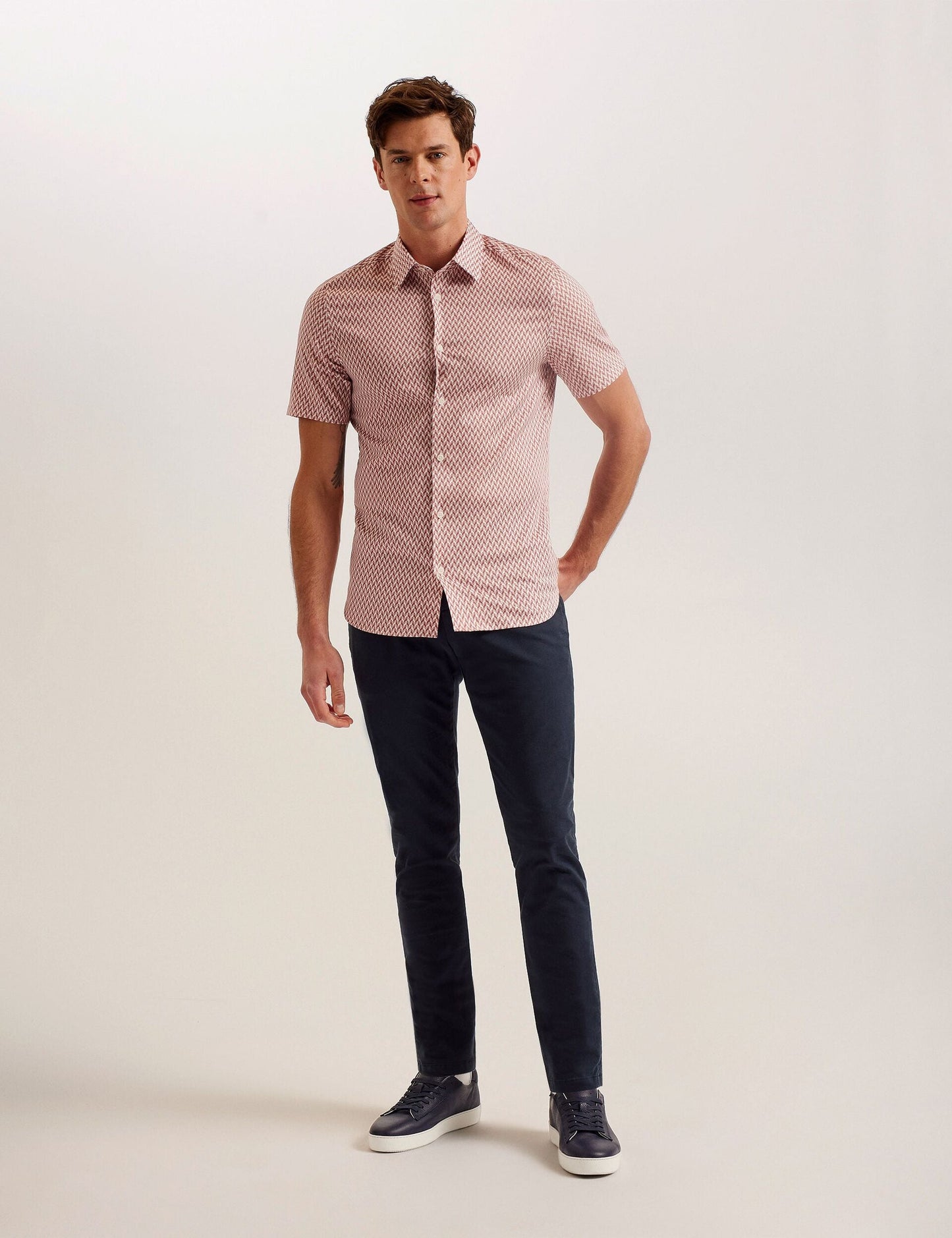 Ted Baker Lacesho - Short Sleeve Geo Printed Shirt MID PINK
