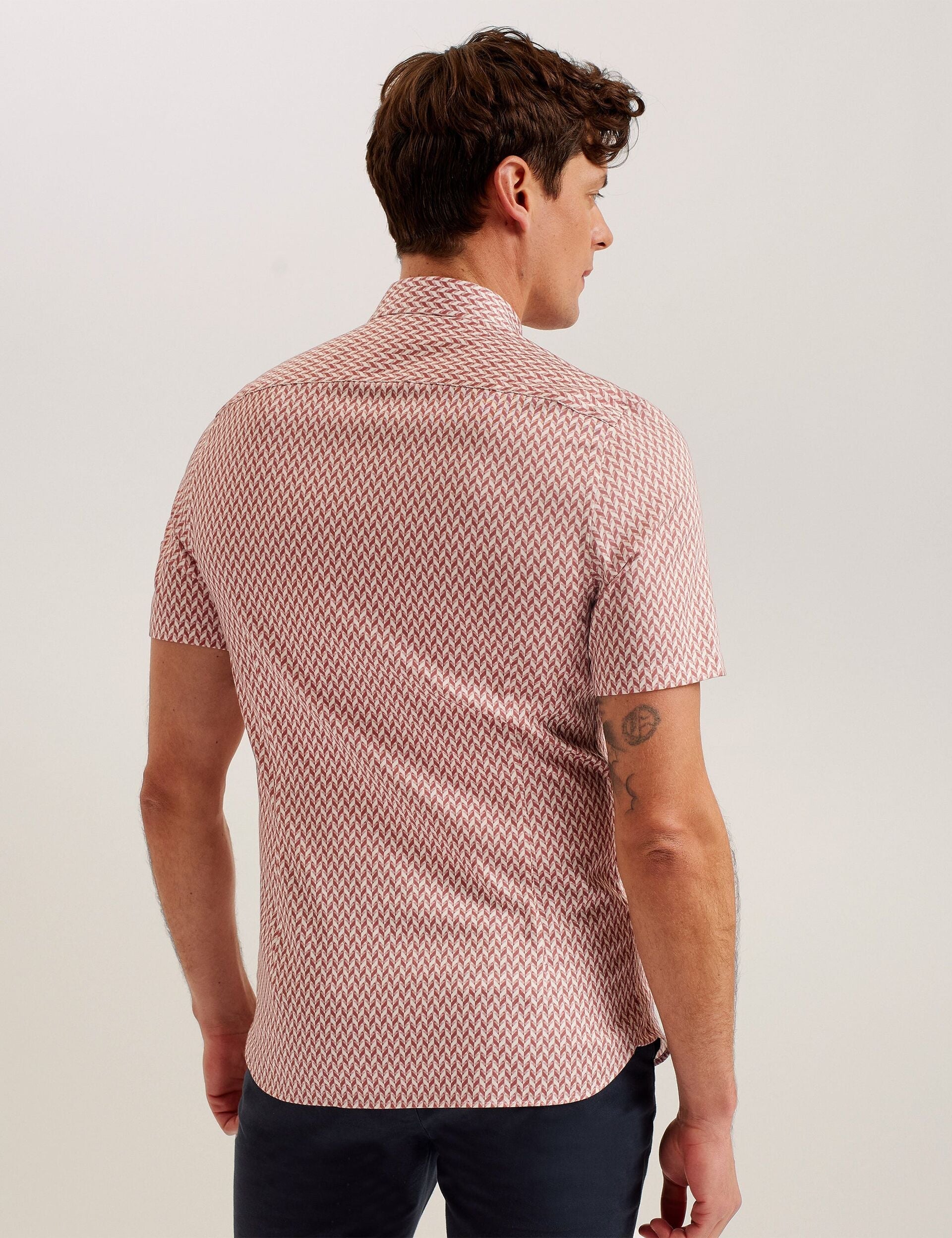 Ted Baker Lacesho - Short Sleeve Geo Printed Shirt MID PINK