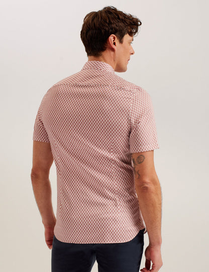 Ted Baker Lacesho - Short Sleeve Geo Printed Shirt MID PINK