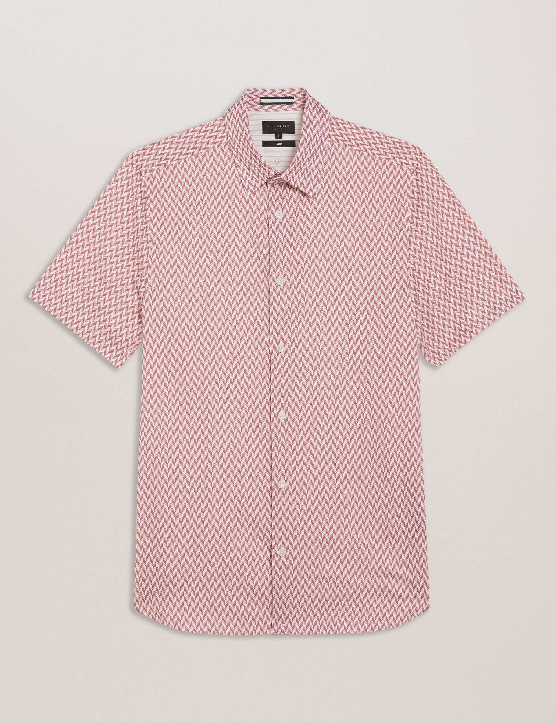 Ted Baker Lacesho - Short Sleeve Geo Printed Shirt MID PINK