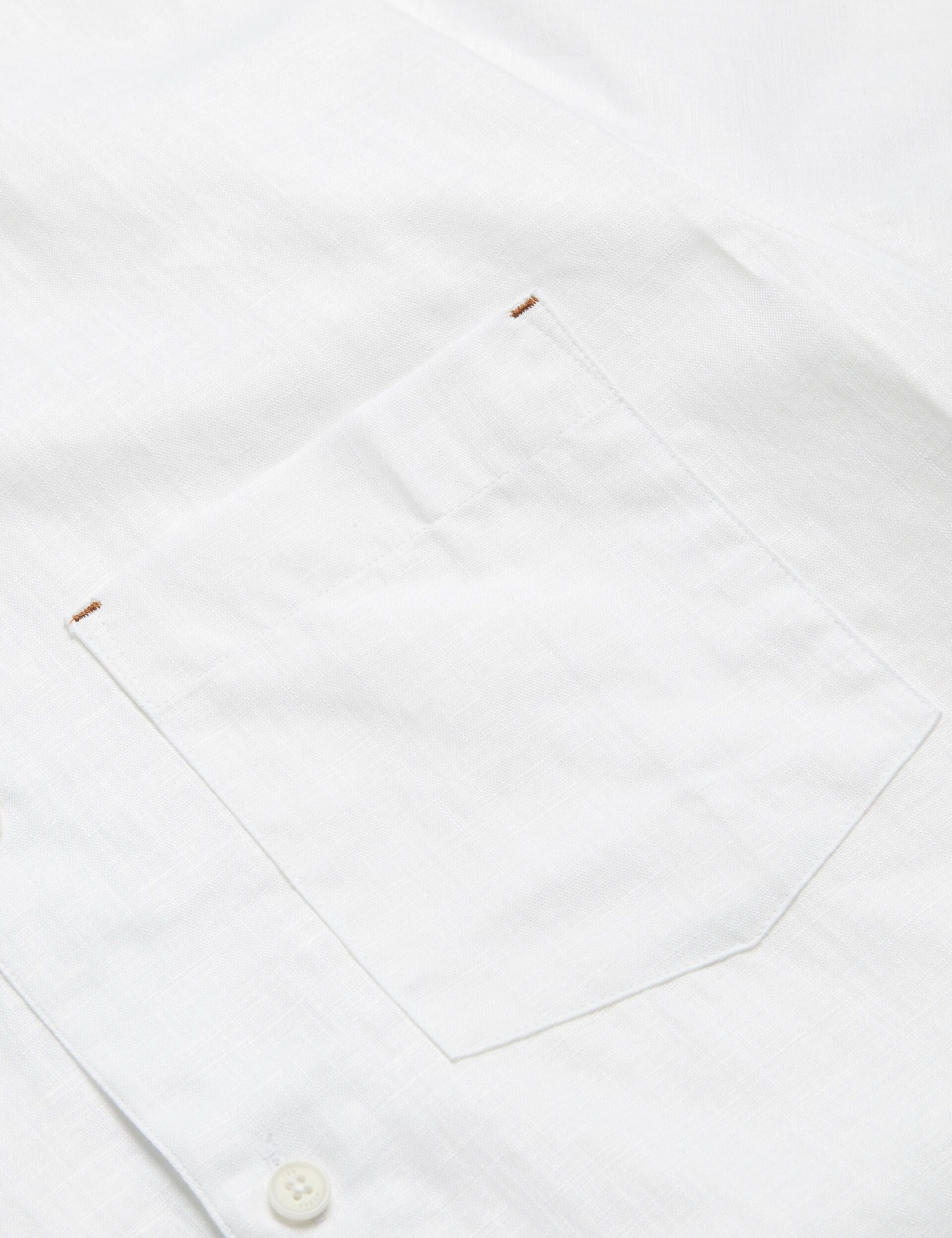Ted Baker PALOMAS - Short Sleeve Textured Linen Cotton Shirt WHITE