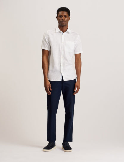 Ted Baker PALOMAS - Short Sleeve Textured Linen Cotton Shirt WHITE